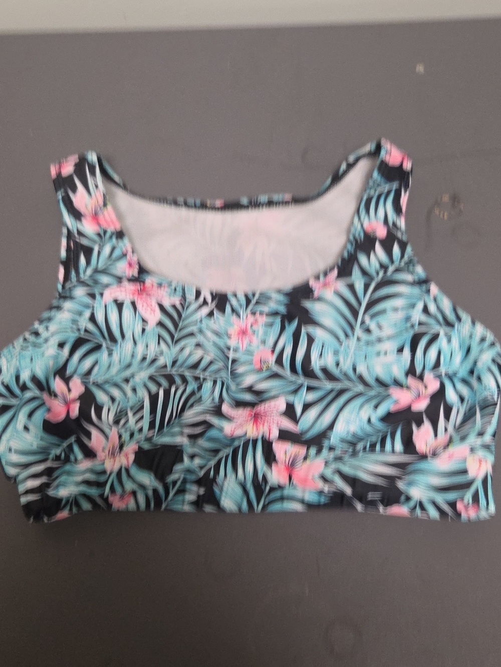 Gi3lTropical Print Swim Top - Pink & Teal Floral